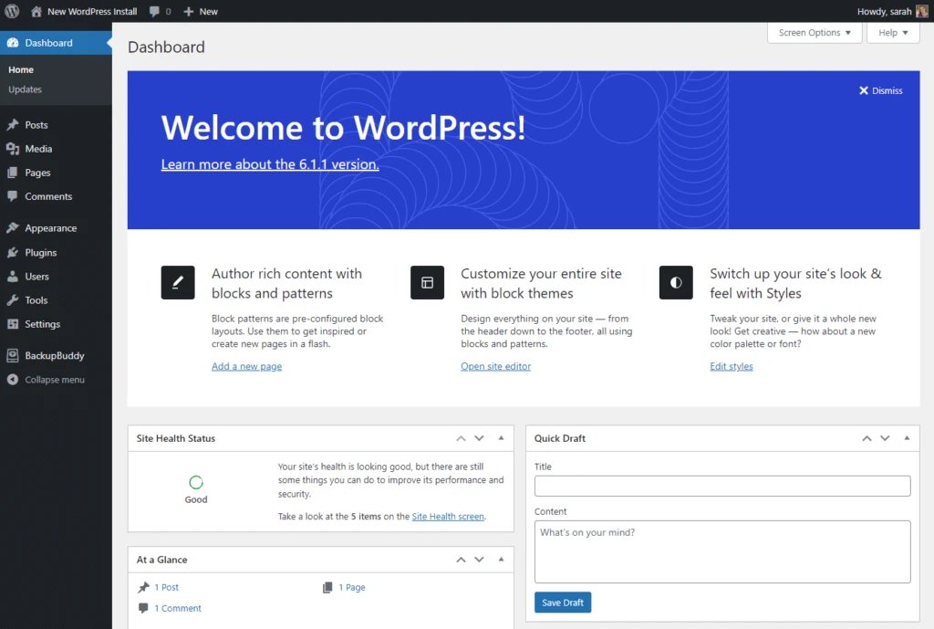 Dashboard ‹ New WordPress Install 1024x689 1 Gianmarco Giuliari